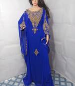 Royal blue georgette embroidered islamic kaftans