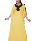 Yellow georgette embroidered islamic kaftans