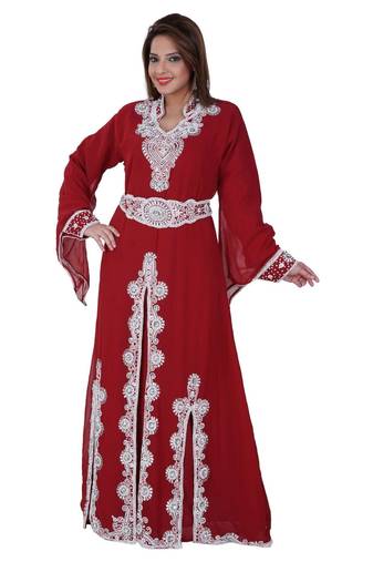 Red georgette embroidered islamic kaftans