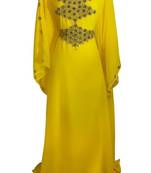 Yellow georgette embroidered islamic kaftans