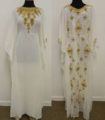Cream georgette embroidered islamic kaftans