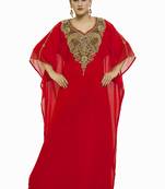 Red georgette embroidered islamic kaftans