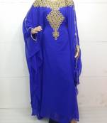 Royal blue georgette embroidered islamic kaftans