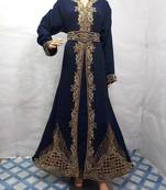 Navy blue georgette embroidered islamic kaftans