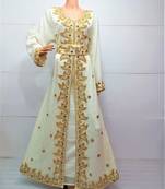 Cream georgette embroidered islamic kaftans
