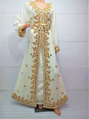 Cream georgette embroidered islamic kaftans 2