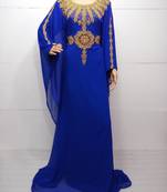 Royal blue georgette embroidered islamic kaftans