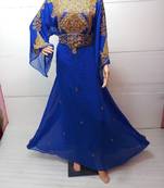 Royal blue georgette embroidered islamic kaftans