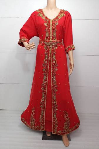 Red georgette embroidered islamic kaftans