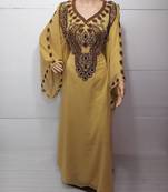 Beige georgette embroidered islamic kaftans