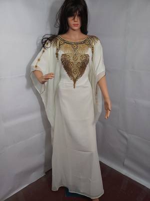 Cream georgette embroidered islamic kaftans 1