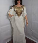 Cream georgette embroidered islamic kaftans