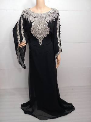 Black georgette embroidered islamic kaftans 1