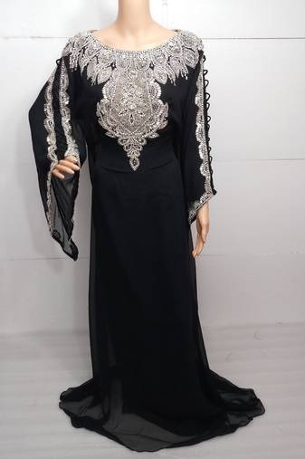 Black georgette embroidered islamic kaftans