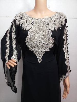 Black georgette embroidered islamic kaftans 2