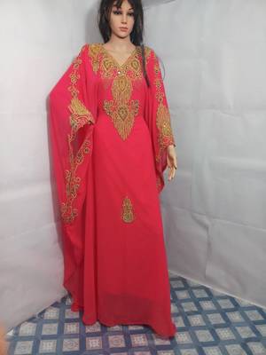 Pink georgette embroidered islamic kaftans 1