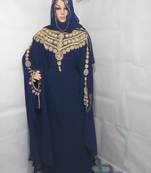 Navy blue georgette embroidered islamic kaftans