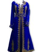 Royal blue georgette embroidered islamic kaftans
