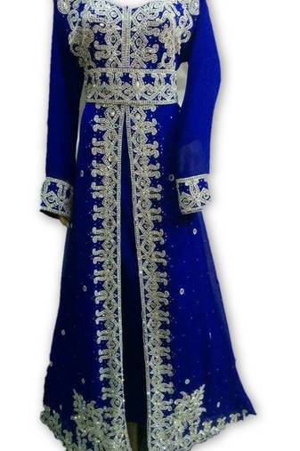 Royal blue georgette embroidered islamic kaftans