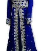 Royal blue georgette embroidered islamic kaftans