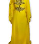 Yellow georgette embroidered islamic kaftans