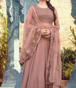 Light pink georgette embroidered semi stitched salwar with dupatta