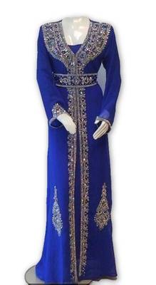 Royal blue georgette embroidered islamic kaftans 1