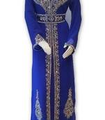 Royal blue georgette embroidered islamic kaftans