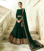 Green Georgette Embroidered Semi Stitched Salwar With Dupatta