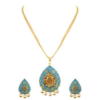 Modish Gold Plated With Lct Stone Pendant Set For Women 4