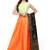 Orange plain dupion silk stitched lehenga with dupatta