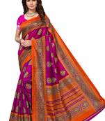 pink printed cotton silk saree with blouse