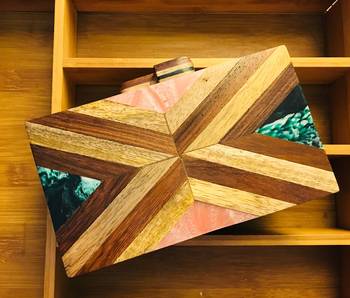 Handcrafted Designer Wooden Resin box clutches 1
