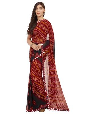 Maroon Printed Faux Georgette Saree With Blouse 1