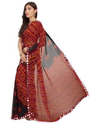 Maroon Printed Faux Georgette Saree With Blouse 2