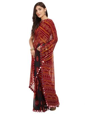 Maroon Printed Faux Georgette Saree With Blouse 3