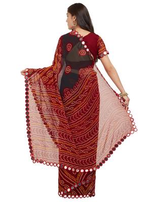 Maroon Printed Faux Georgette Saree With Blouse 4