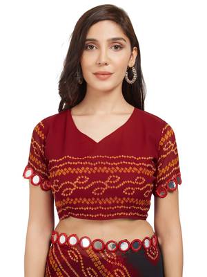 Maroon Printed Faux Georgette Saree With Blouse 5