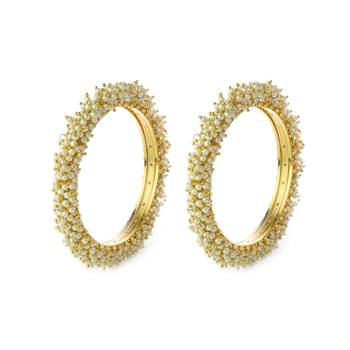 White Numerous Beads Which Are Hand Stitched On The Top Of The Bangles Zircon Bangles And Bracelets 1