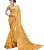Yellow zari work chiffon saree with blouse