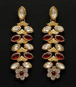Maroon color dangle kundan earrings