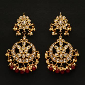 Maroon color dangle kundan earrings 1