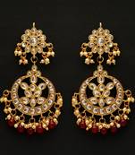 Maroon color dangle kundan earrings