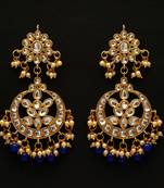 Blue color dangle kundan earrings