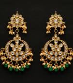 Green color dangle kundan earrings