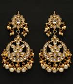 White color dangle kundan earrings