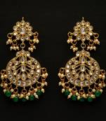 Green color dangle kundan earrings