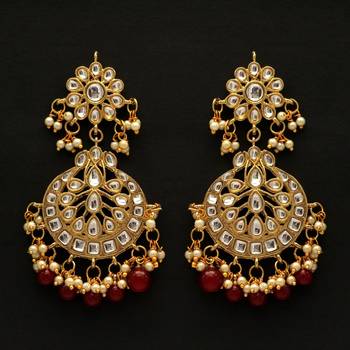 Maroon color dangle kundan earrings 1