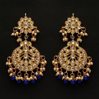 Blue color dangle kundan earrings 1