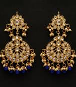 Blue color dangle kundan earrings